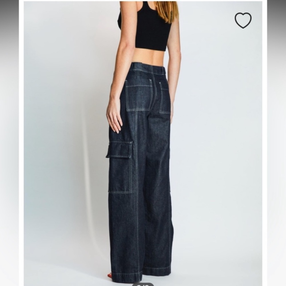 NWT AG Jeans x Emrata Amia Wide Leg Cargo Carpenter Denim trouser pant Jean - Picture 16 of 17